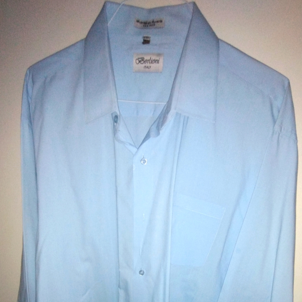 Berlioni Mens  Blue Long Sleeve Dress Shirt 19 x36
